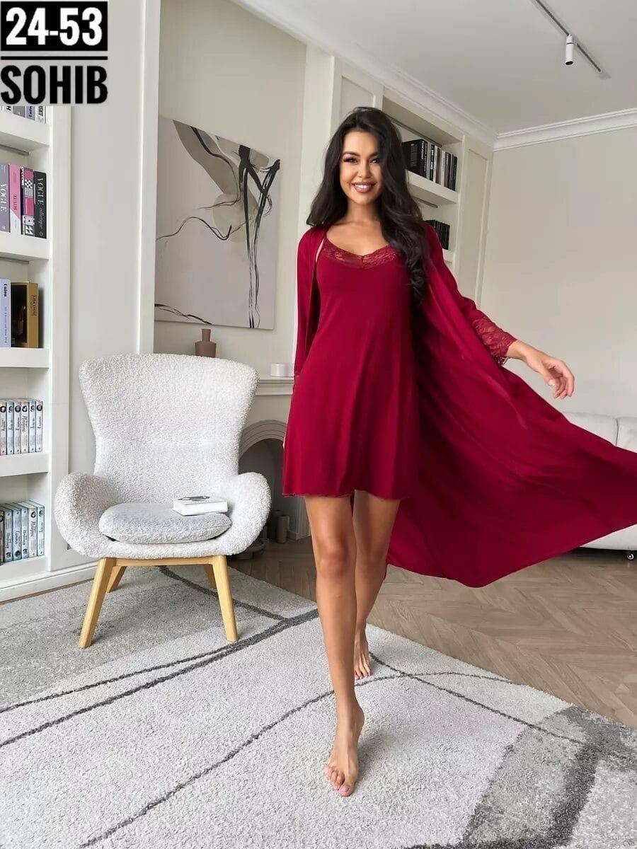 комплект сорочка халат,халат домашний с сорочкой комплект,халат домашний с сорочкой комплект ihomelux 65329743,халат домашний с сорочкой комплект ihomelux,комплект халат и ночная сорочка