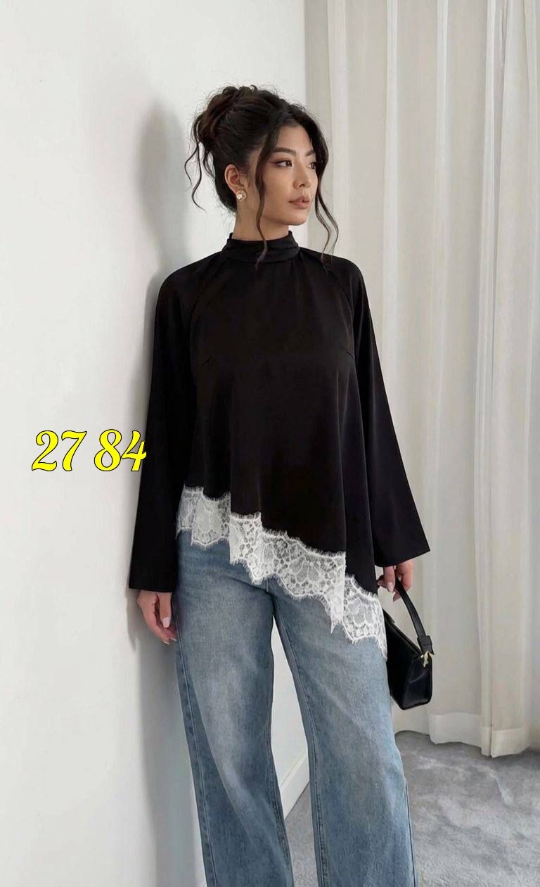 кружевная туника,женская туника,кофта женская,туника с длинными рукавами,туника с кружевом по низу