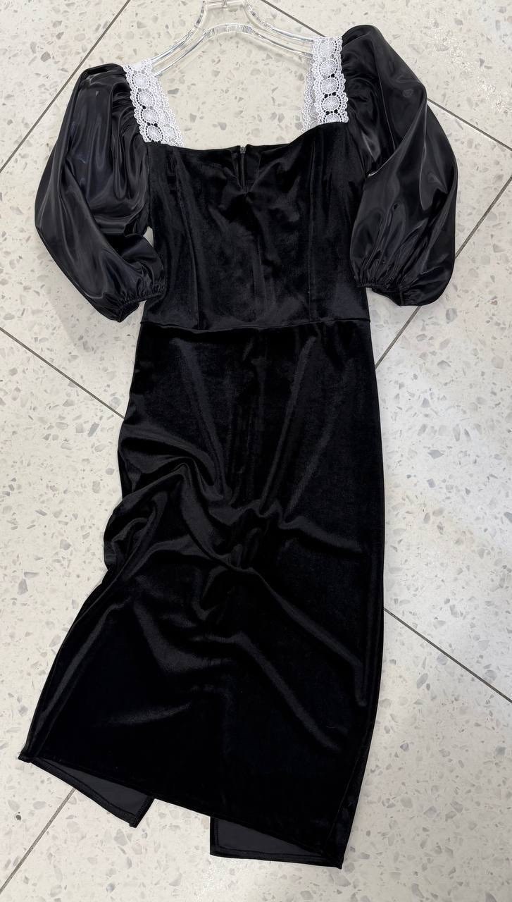 платье вечернее,платье,платье велюр,платье праздничное,платье черное