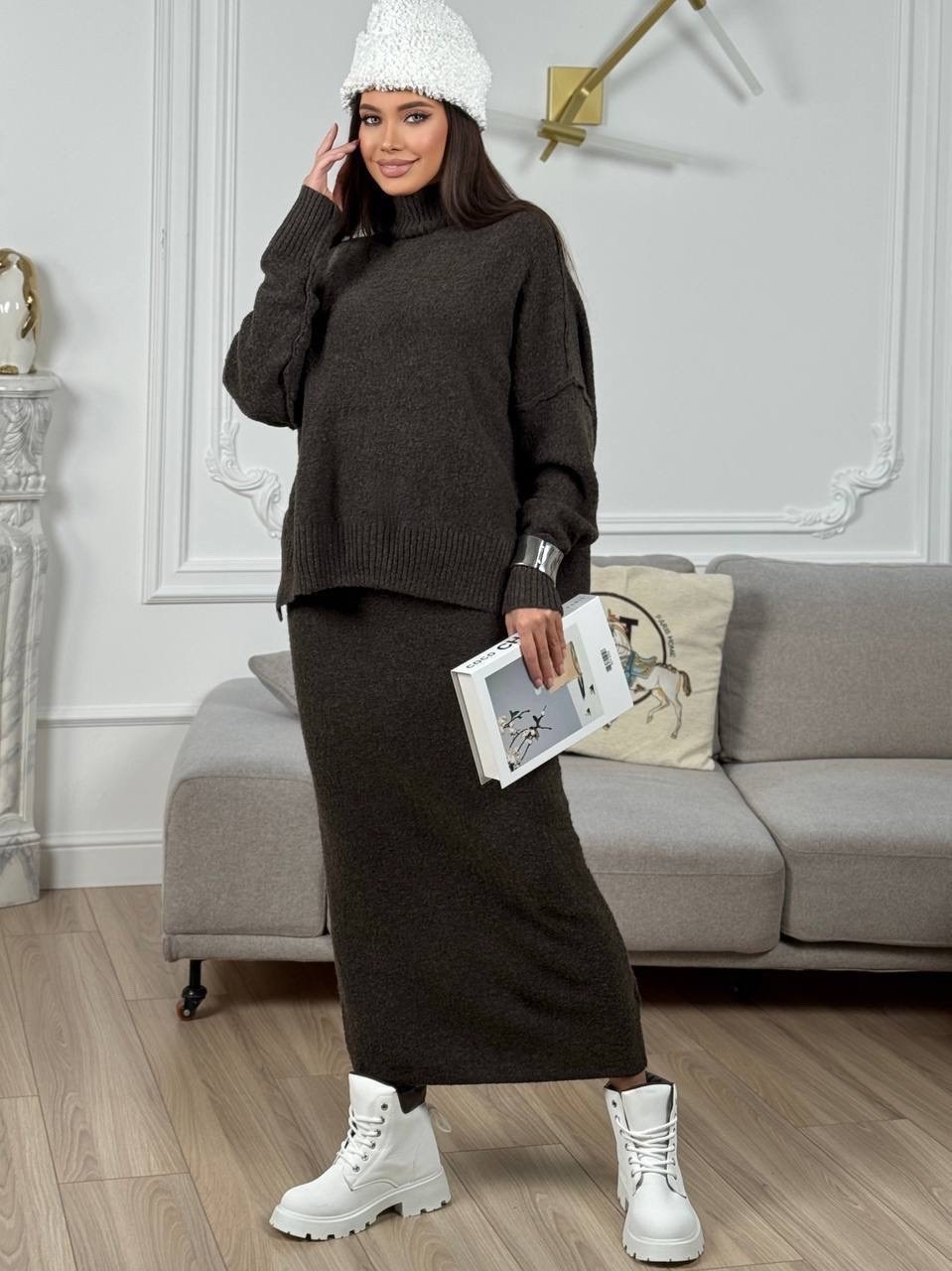 свитер оверсайз,женский свитер,свитер оверсайз серый,вязаное платье,женская кофта