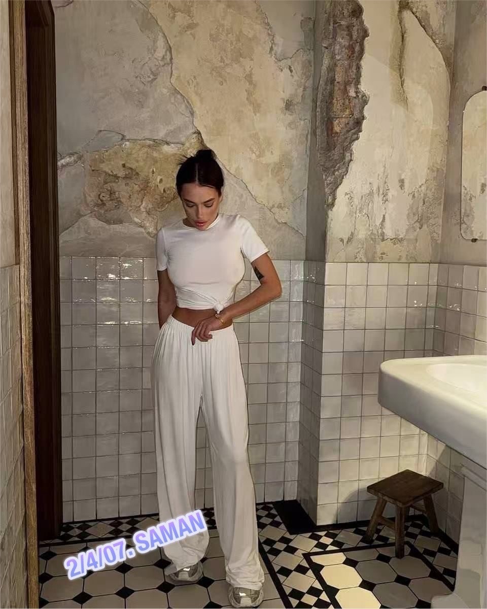 костюм с кроп топом,костюм с брюками палаццо,костюм белый,костюмы женские,брюки палаццо