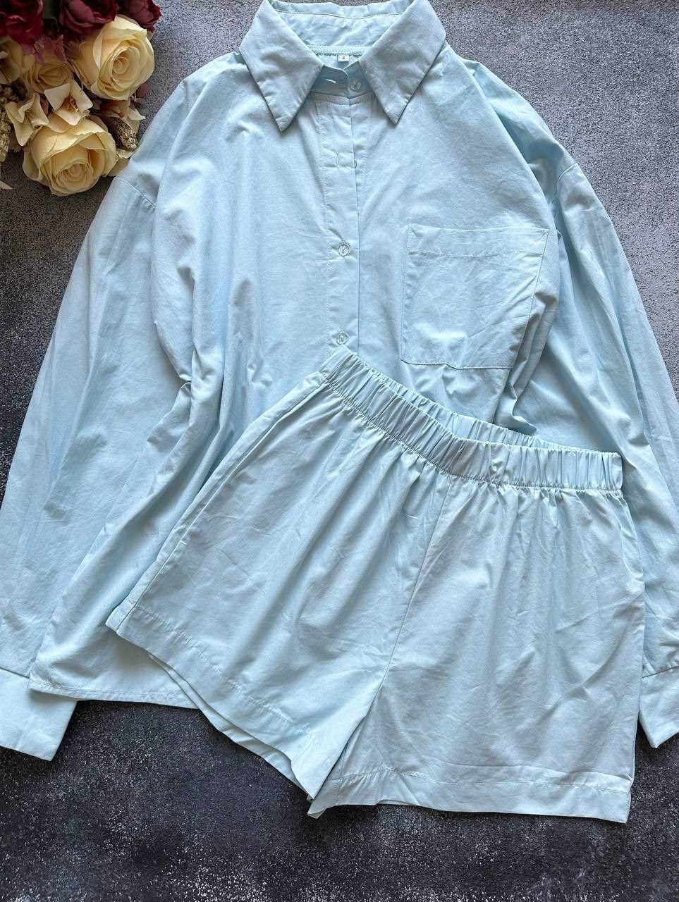 рубашка sova 11078,льняной костюм с шортами,костюм с шортами рубашкой,костюм льняной,летний женский костюм с шортами