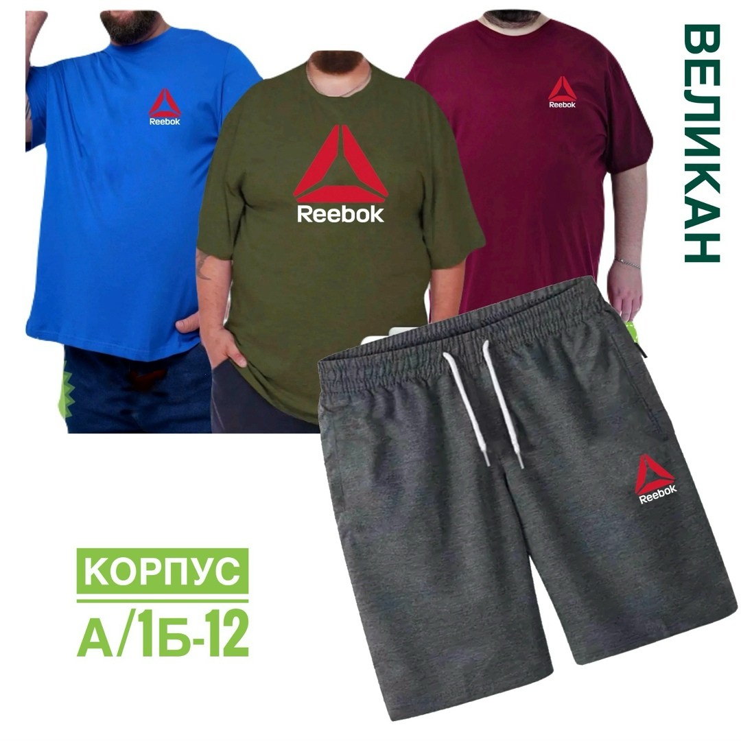 футболки мужские,футболки для мужчин,футболки комплект,футболка и шорты костюм рибок мужской