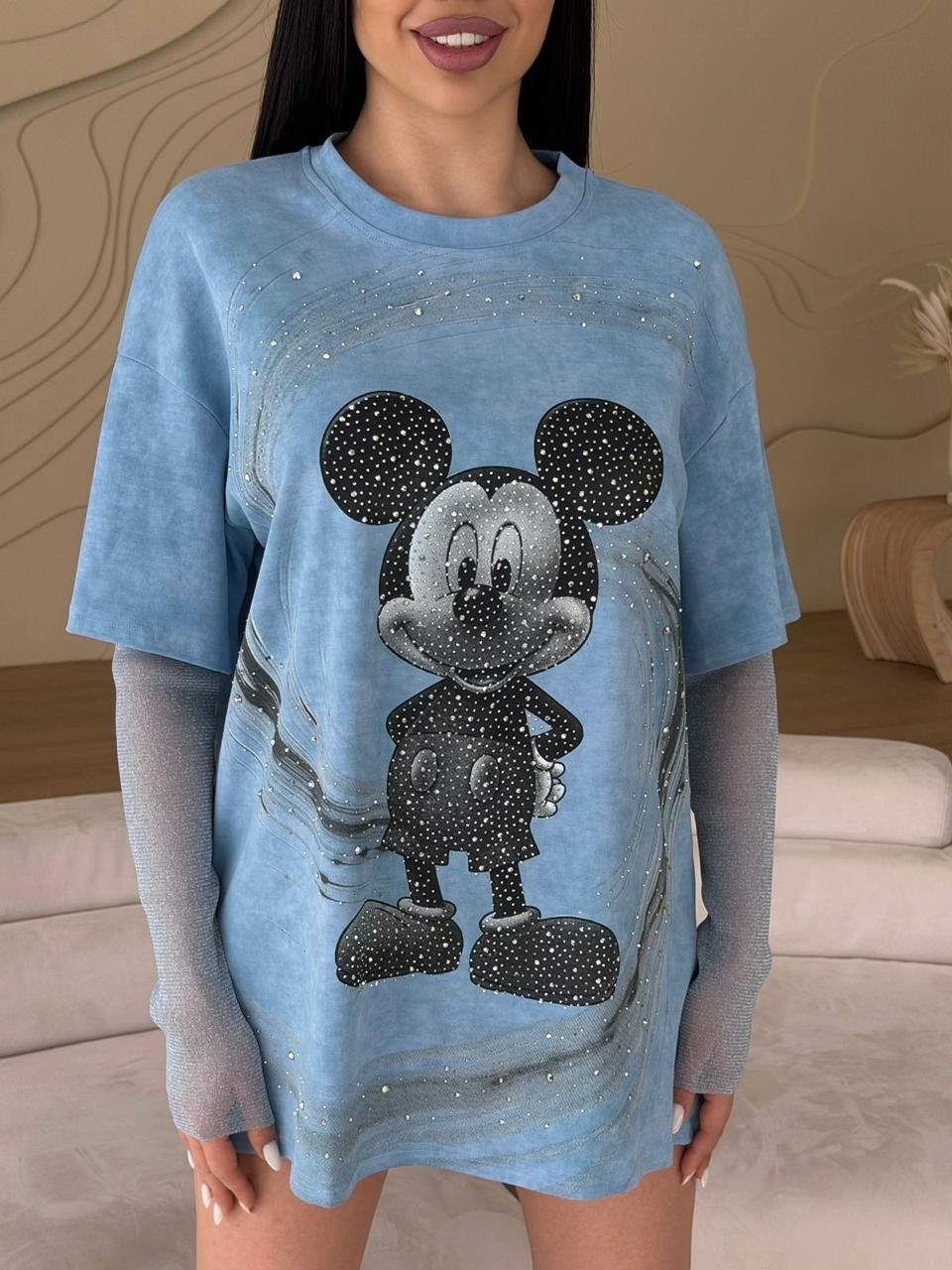 женская футболка,свитшот женская,кофта женская,футболки женская оверсайз,свитшот оверсайз с принтом "микки маус"