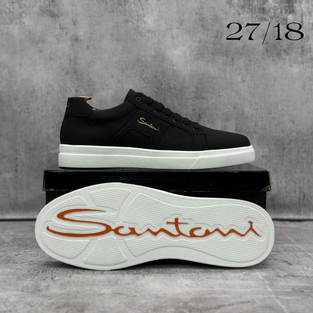 мужские кеды,мужские кеды santoni,кеды мужские кожаные santoni черные premium,мужские чёрные кеды santoni,мужская