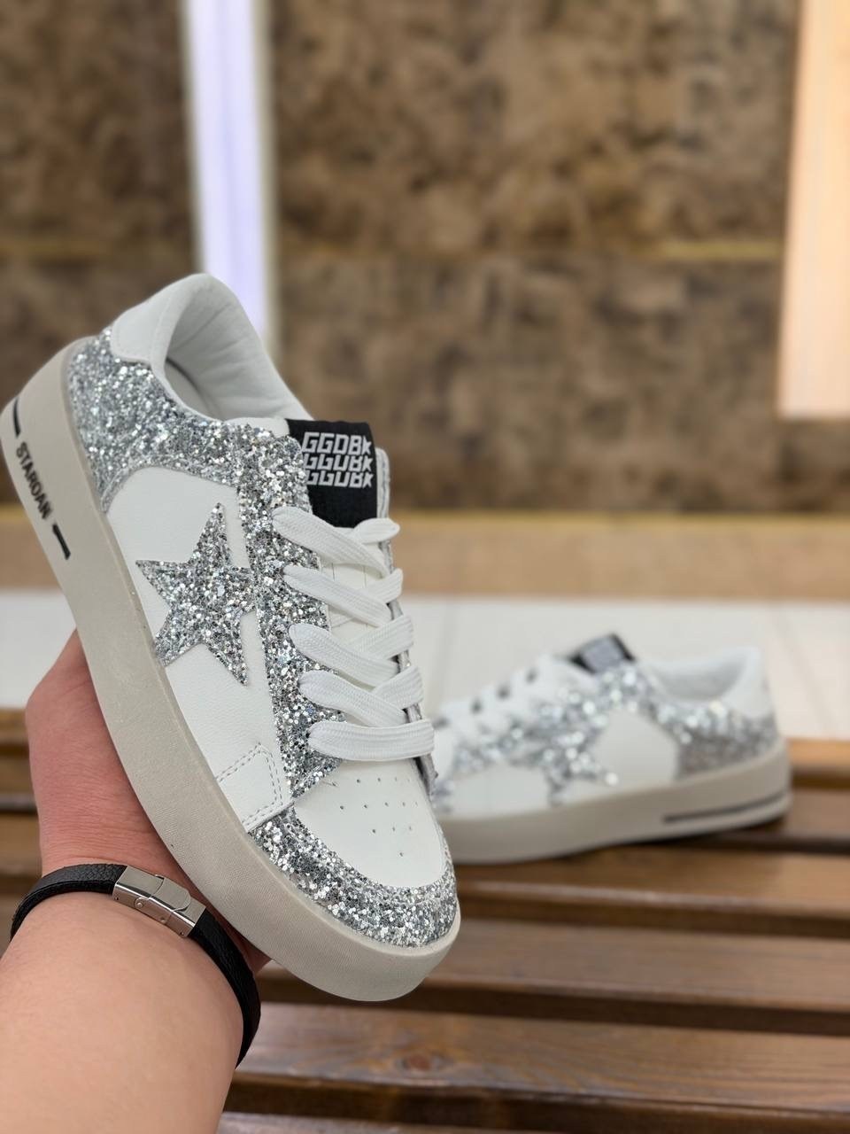 golden goose кеды hi star с блестками белый,голден роуз кеды,,кеды женски,golden goose кеды с блестками