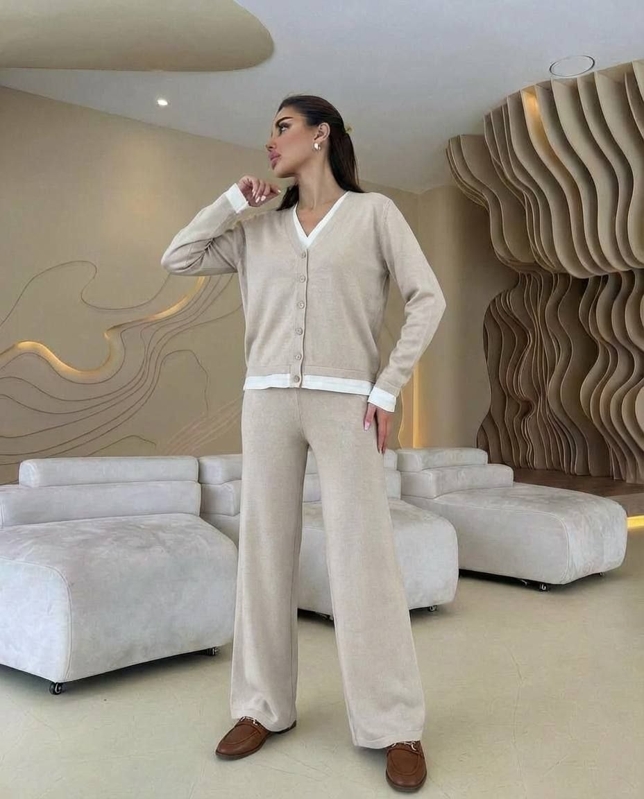 костюм трикотажный кардиган с брюками emberens,трикотажный женский костюм из кардигана и брюк,костюм женский,трикотажные костюмы,вязаный брючный костюм женский