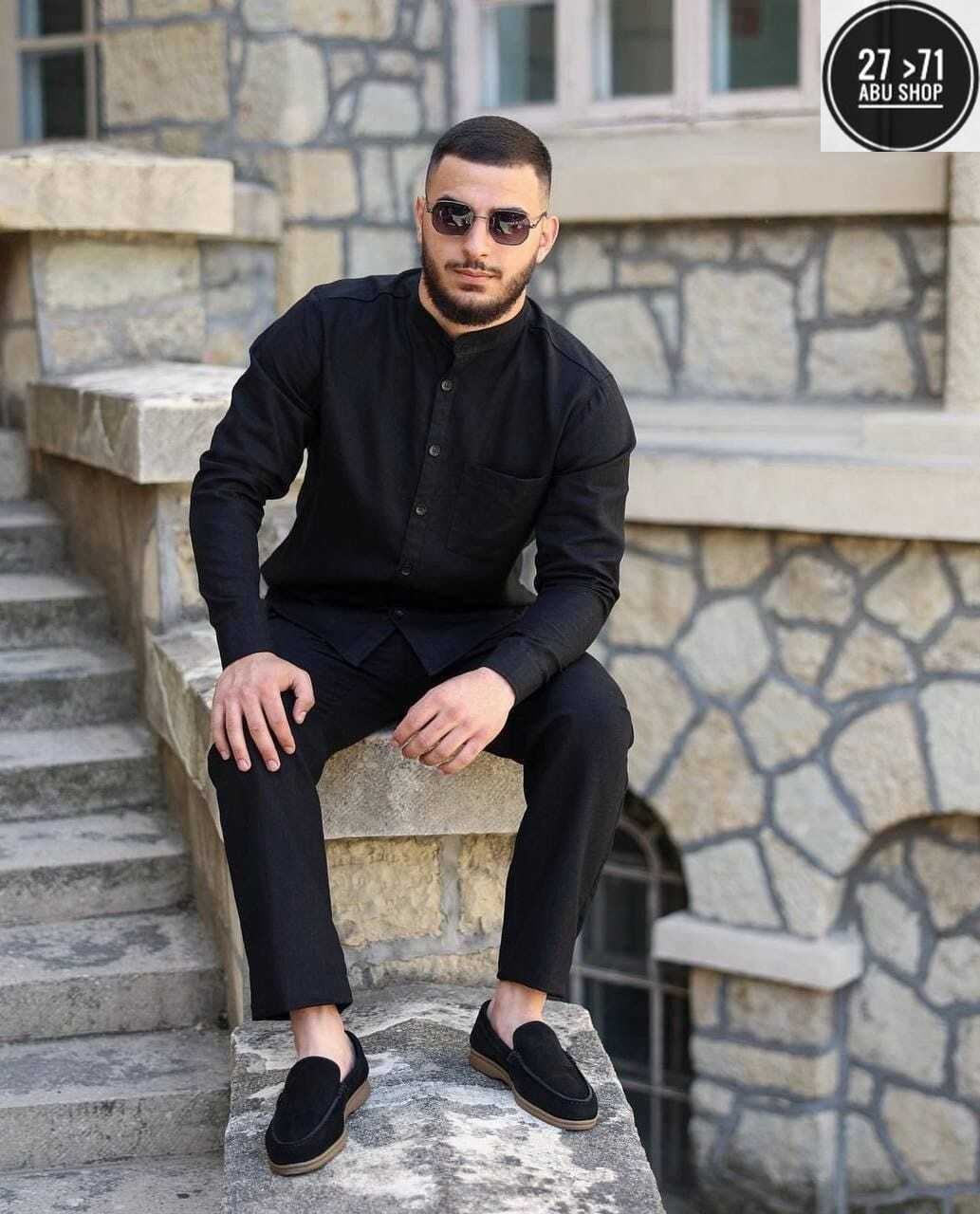 костюм мусульманский мужской,костюм двойка для мужчин леон,мужская мода,костюм для мужчин лен,костюм летний льняной брюки и рубашка
