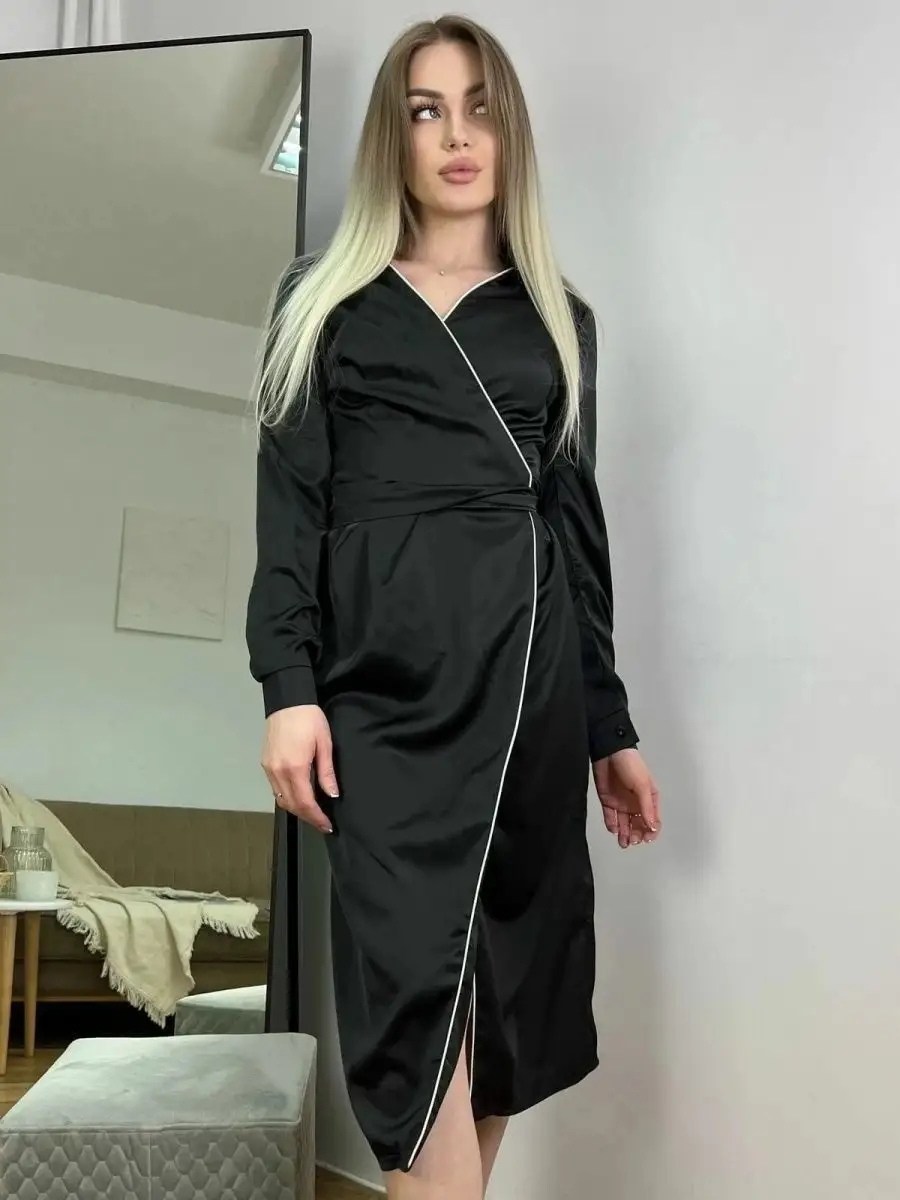 атласное платье с запахом,халат миди,платье кимоно женское,платье кимоно,платье