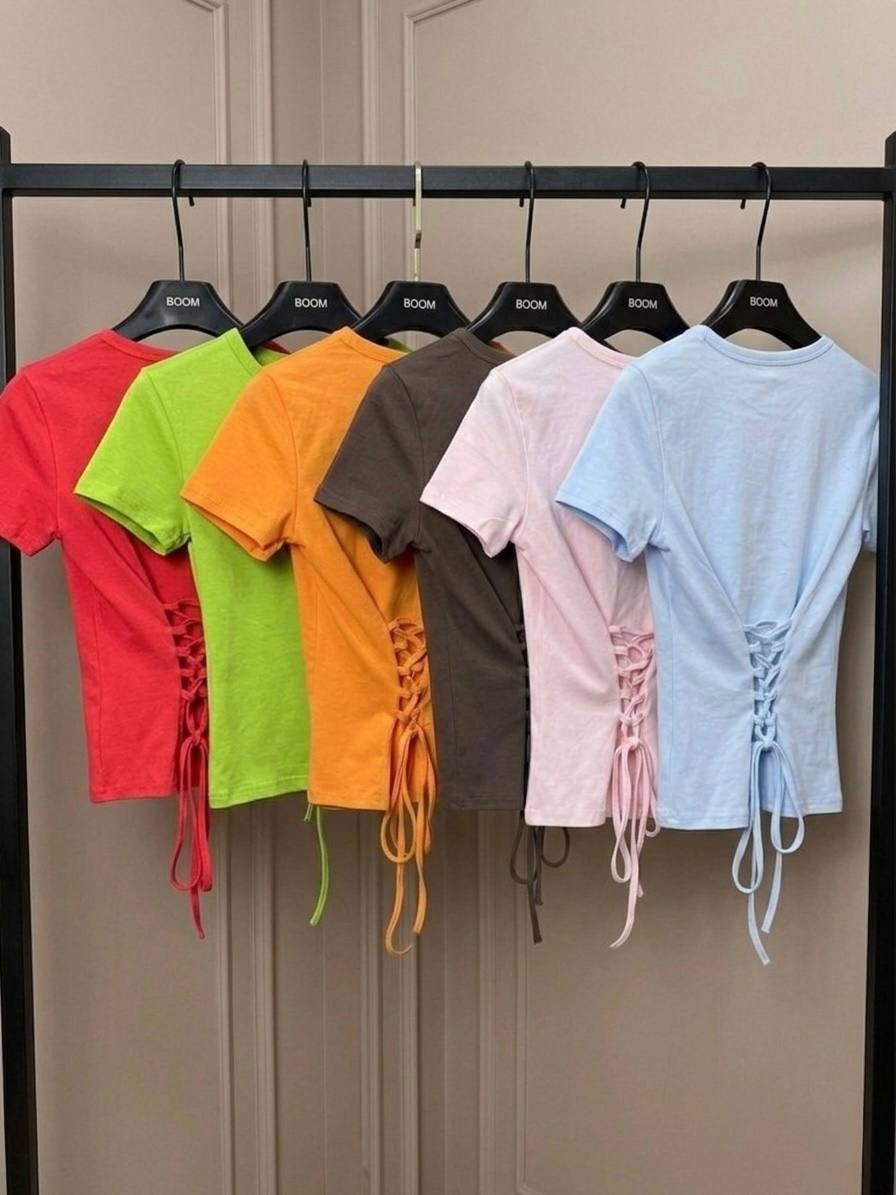 футболки женская,летние футболки,футболки модные,красные футболки,футболка с завязками