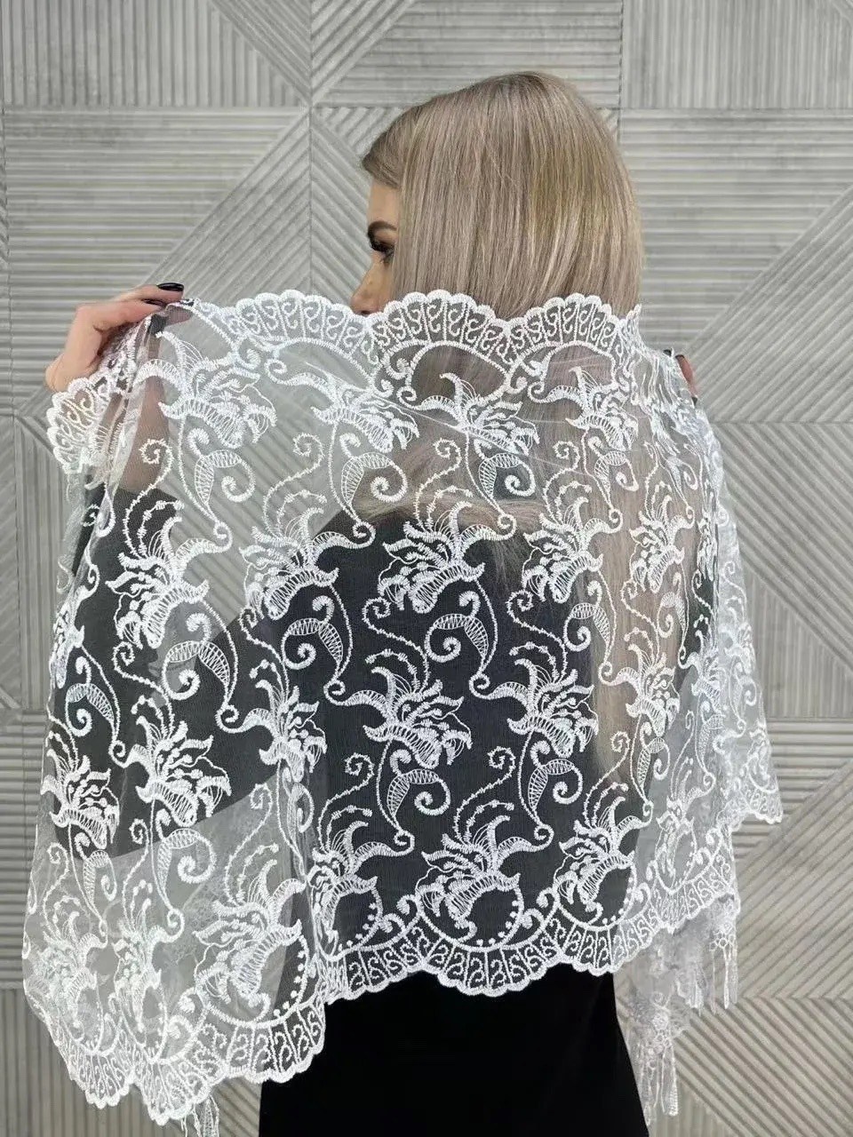 платок в церковь,кружевной платок,женский платок,церковный платок,платок на голову женский для храма в церковь