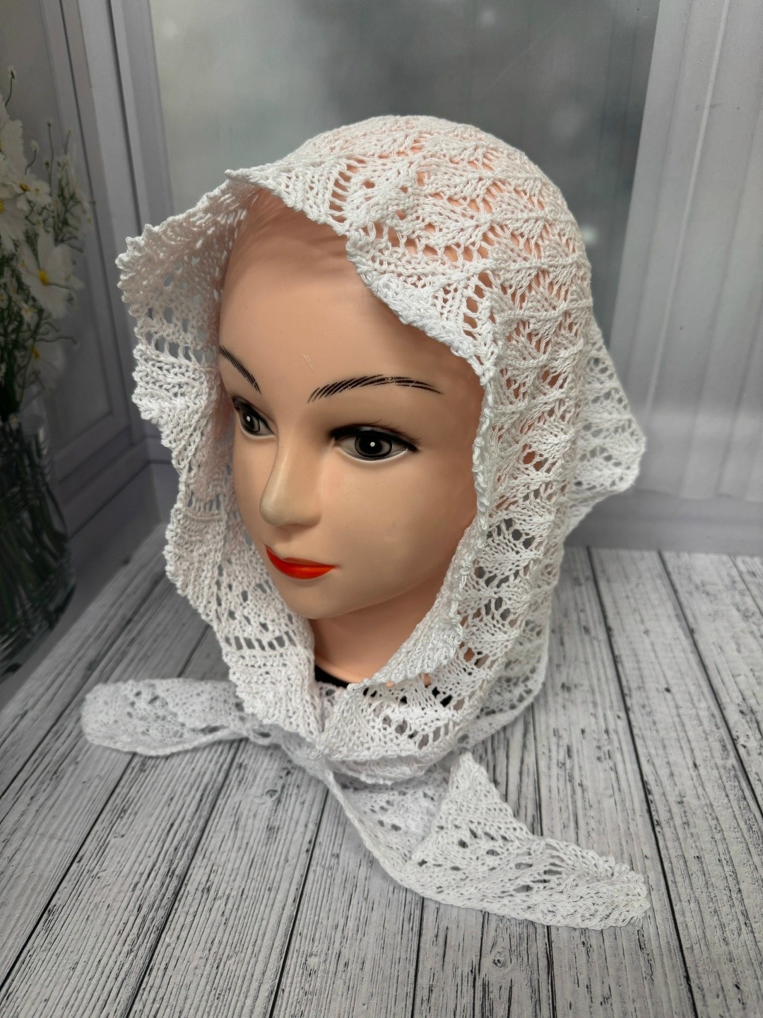 шапка платок,вязаная косынка,шапка для женщин,ажурная косынка,косынка