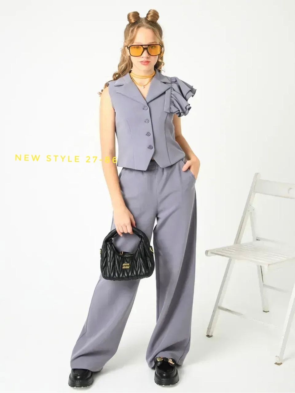 костюм школьный брючный с жилетом jutetti,брючный школьный костюм с жилеткой и воланом lemada brand,школьный брючный костюм,костюм брючный,серый брючный костюм