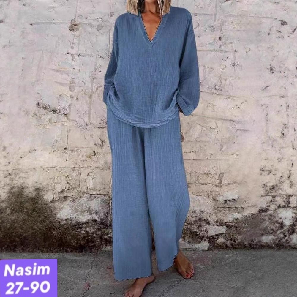 модный однотонный костюм zanzea с длинным рукавом,женский модный однотонный костюм zanzea,брючный костюм повседневный,костюм с брюками,однотонный костюм