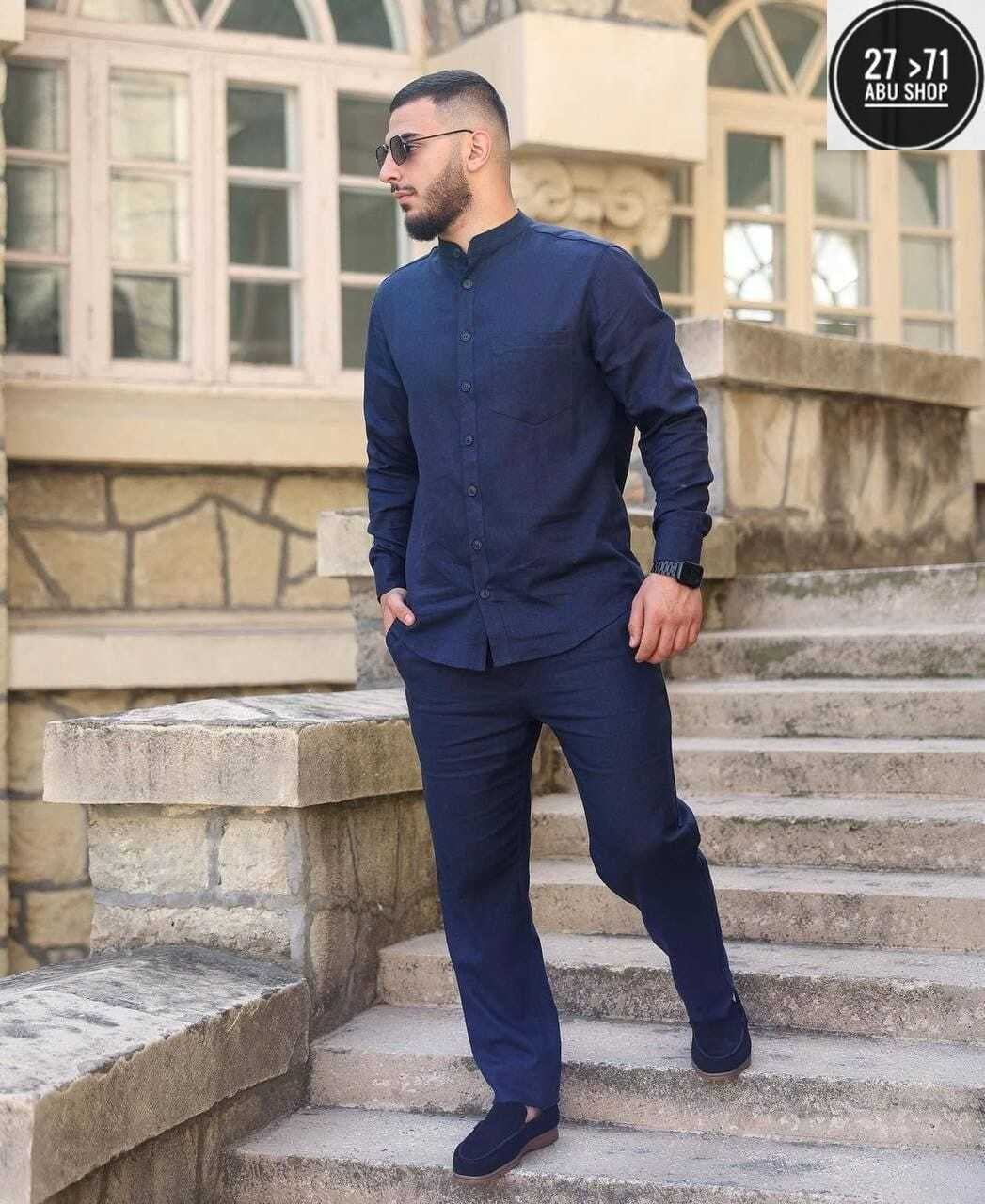 костюм мусульманский мужской,костюм двойка для мужчин леон,мужская мода,костюм для мужчин лен,костюм летний льняной брюки и рубашка