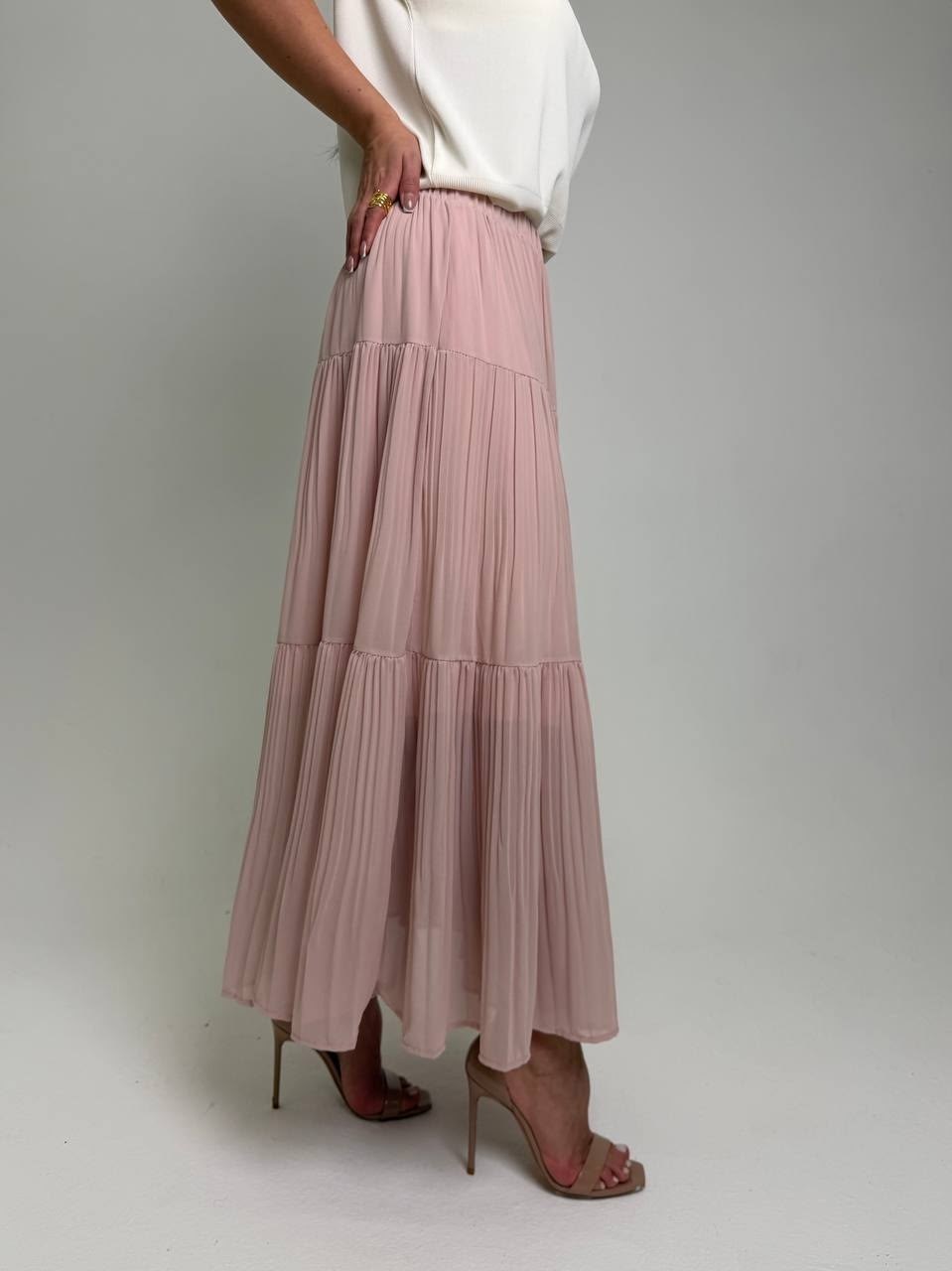 плиссированная юбка миди цвета шампанского dex,плиссированная юбка,юбка плиссе,плиссированная юбка миди,юбка плиссированна