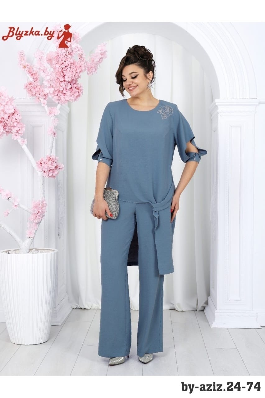брючные костюмы для женщин,брючный комплект ninele 6050 василек,костюм брючный летний двойка,брючный костюм нинель шик 7449 василёк двойка синий размер 48-62,брючный комплект ninele 6066 василек