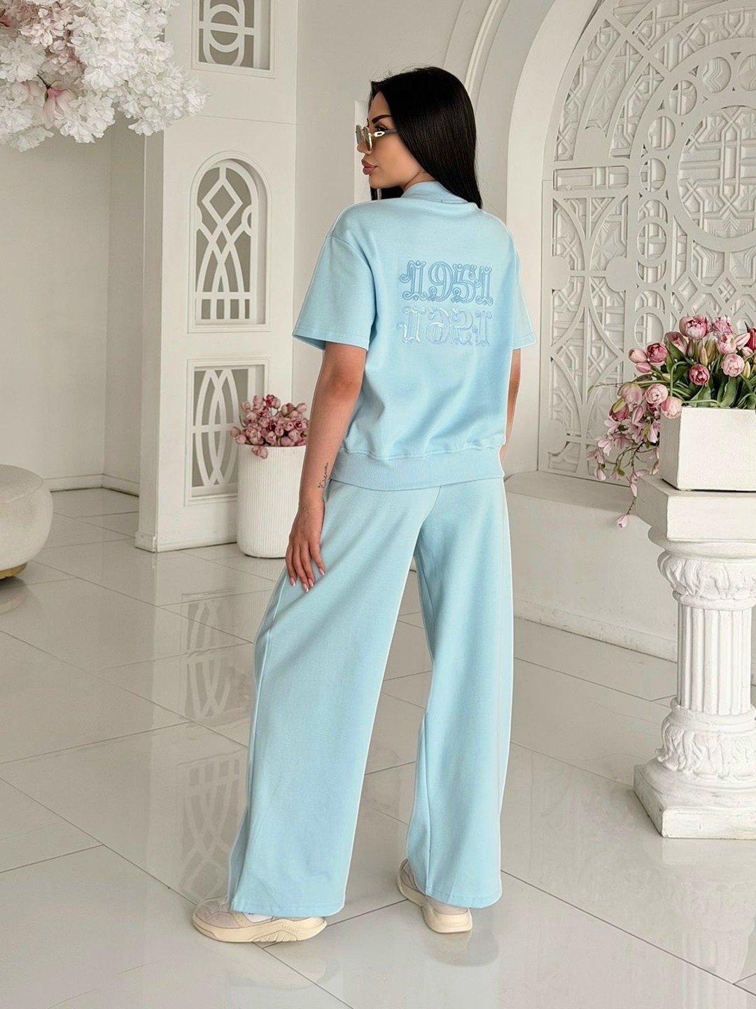 брючный костюм,костюм с рубашкой,голубой брючный костюм,костюм с брюками,комплект брючный