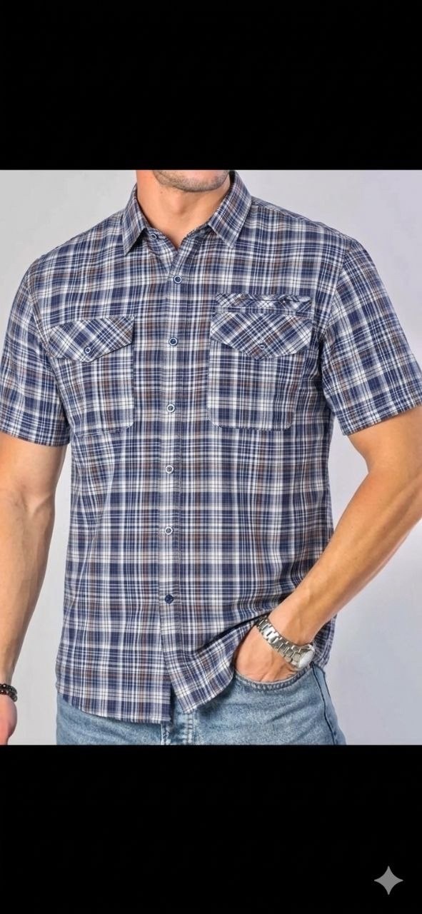 рубашка мужская,мужская рубашка с коротким рукавом,рубашка мужская в клетку,рубашка,рубашка в клетку с коротким рукавом