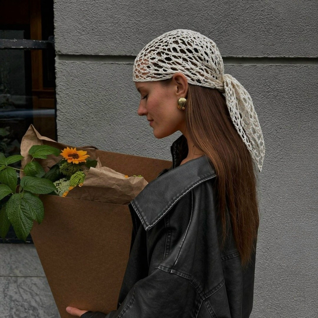 вязаная косынка,косынка женская,чепчик косынка,косынка,косынка женская на голову