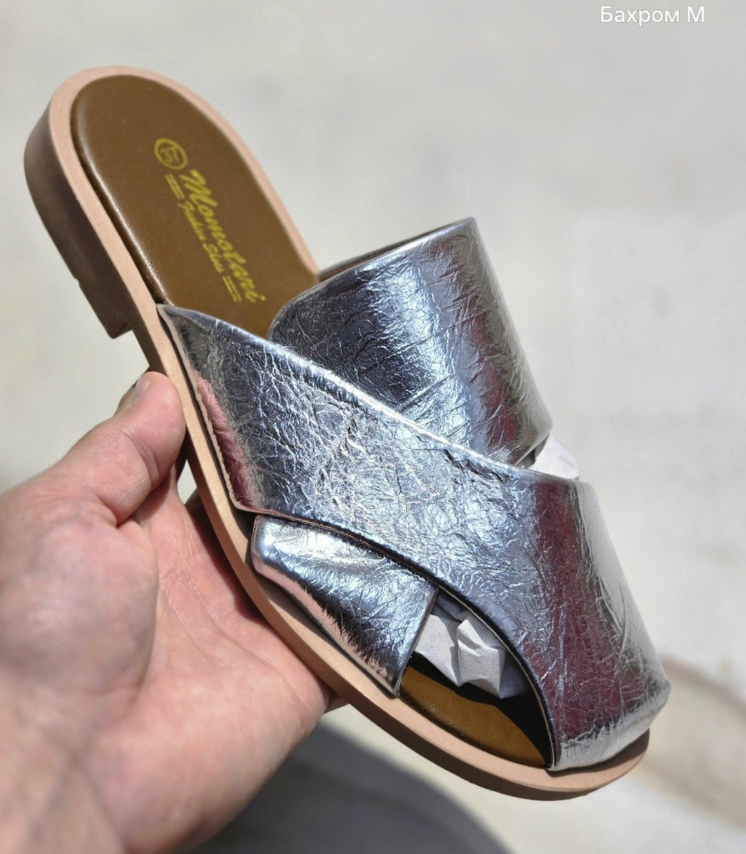 ,женские шлепанцы,женские шлепки серебристыеожаные,сабо женские,шлепки женские