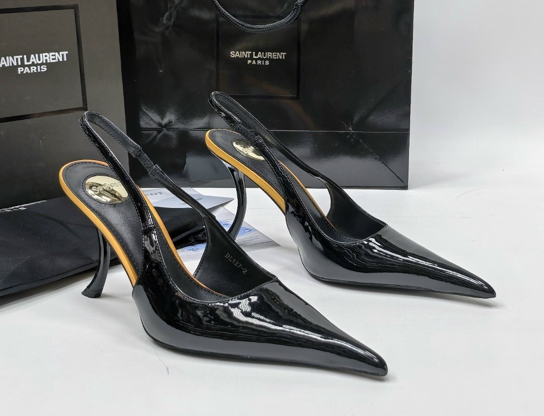 saint laurent туфли,yves saint laurent туфли,туфли-лодочки avenue 95 из лакированной кожи saint laurent черный,saint laurent черные кожаные туфли,босоножки saint laurent