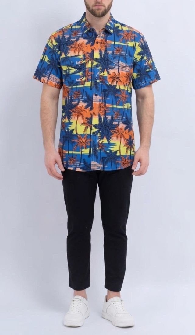 гавайская рубашка мужская,гавайская рубашка,гавайская рубашка с коротким рукавом пляжная летняя alberto ricci,рубашки гавайки мужские,hawaiian shirt