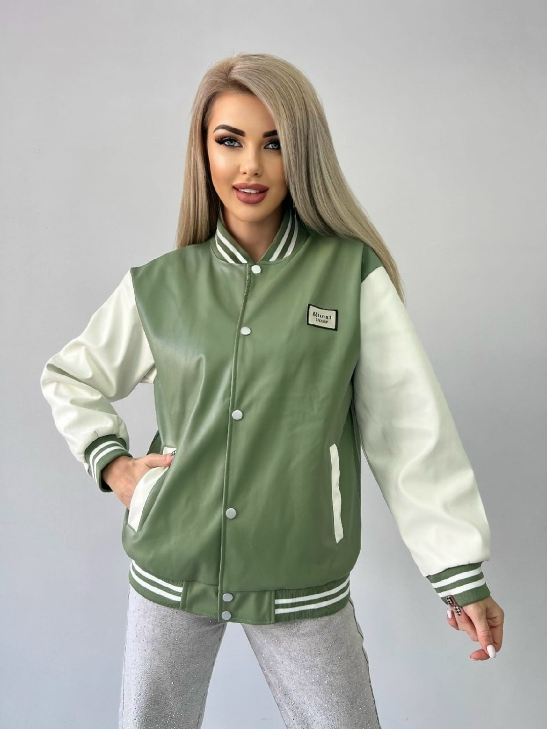 куртка бомбер,женская куртка бомбер,кожаная куртка бомбер,бомбер женский,бомбер оверсайз куртка из экокожи c&h style