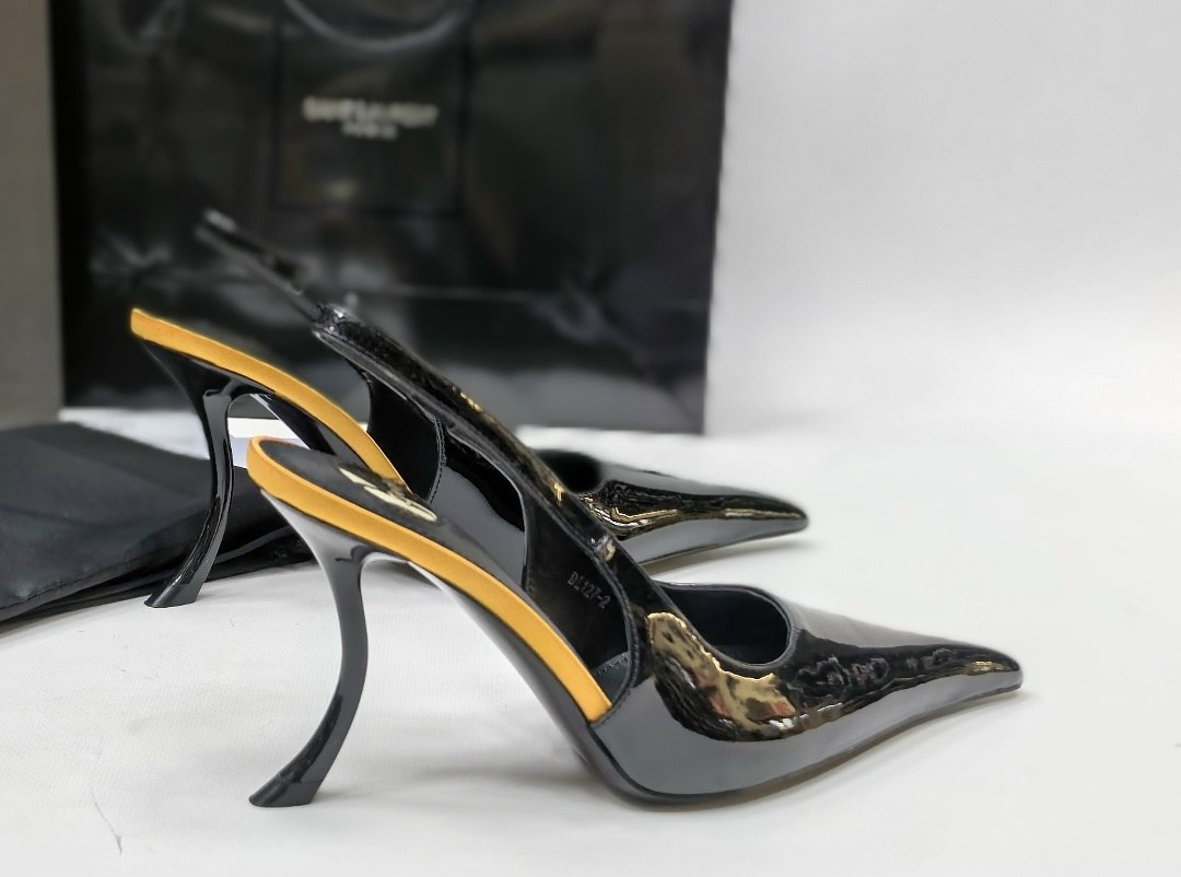 saint laurent туфли,yves saint laurent туфли,туфли-лодочки avenue 95 из лакированной кожи saint laurent черный,saint laurent черные кожаные туфли,босоножки saint laurent