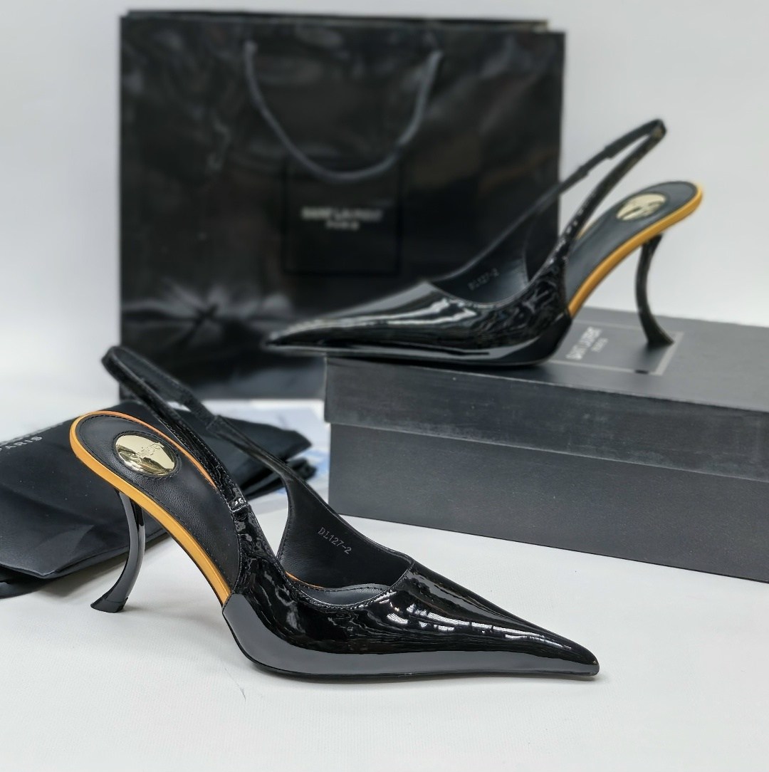 saint laurent туфли,yves saint laurent туфли,туфли-лодочки avenue 95 из лакированной кожи saint laurent черный,saint laurent черные кожаные туфли,босоножки saint laurent