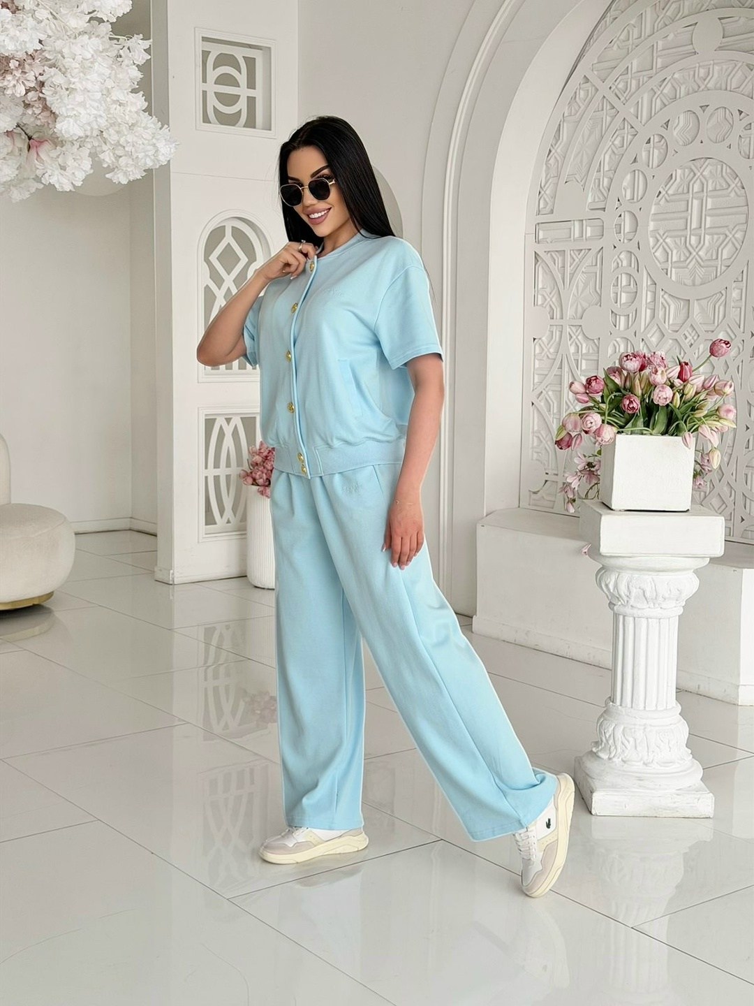 брючный костюм,костюм с рубашкой,голубой брючный костюм,костюм с брюками,комплект брючный