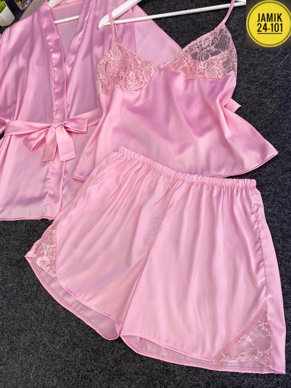 женская пижама комплект,женские пижамные комплекты,женский атласный пижамный комплект с халат,халат неглиже,шелковый женский халат