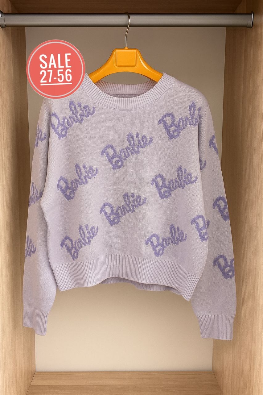 свитер барби,кофта женская,кофта модная,кофта барби,свитшот barbie