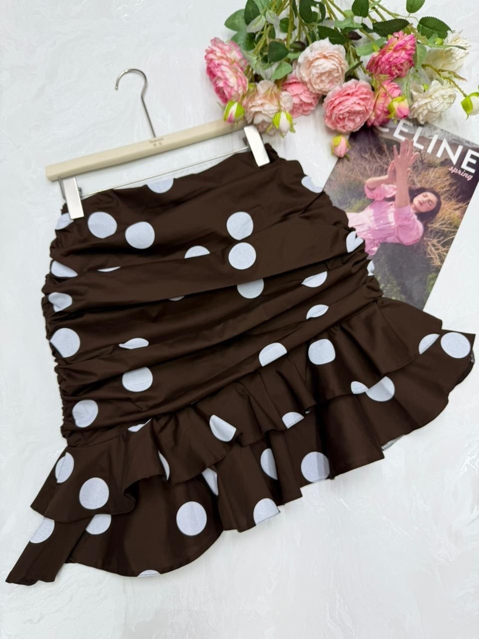 юбка с оборками,юбка в горошек,юбка,летние юбки,юбка с принтом