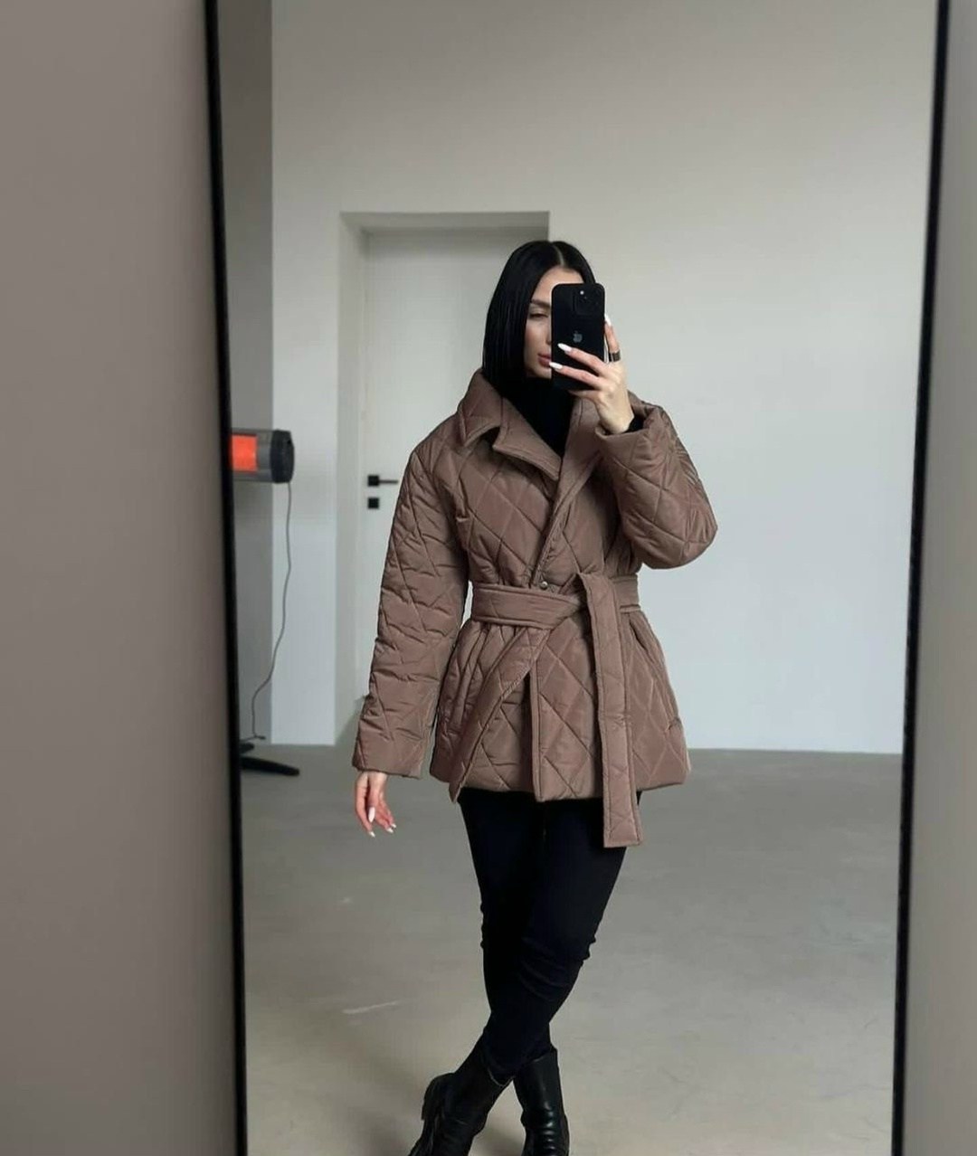 куртка стеганая удлиненная демисезон с поясом zarina,демисезонная женская куртка,куртка женская демисезонная стеганая,стеганая куртка с поясом,стеганая куртка демисезон