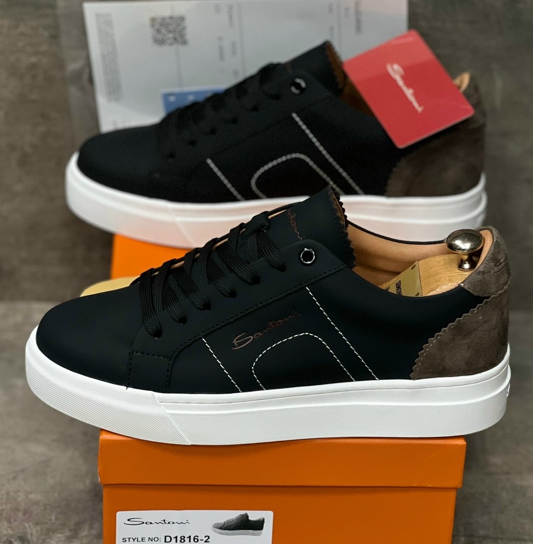 мужские кеды,кеды мужские santoni,кеды мужские кожаные,,кеды мужские кожаные santoni черные premium