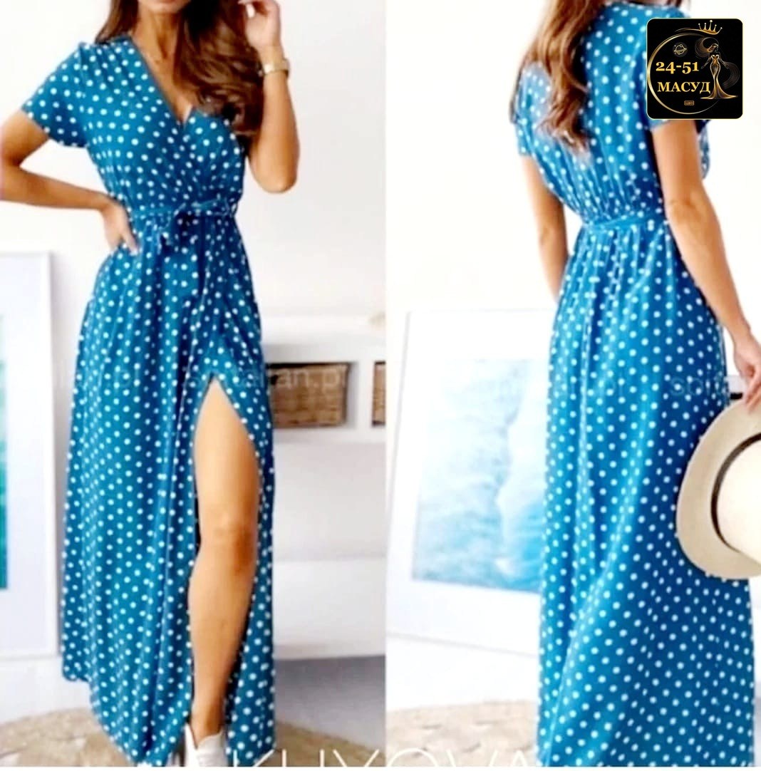 длинное платье в горошек,летнее длинное платье,летнее платье,платье в горошек,платье модное