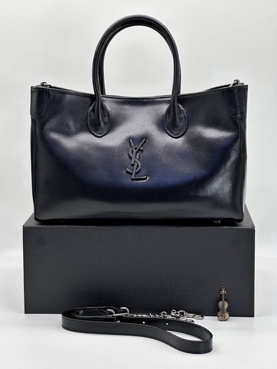 сумка yves saint laurent,женская чёрная сумка yves saint laurent 39x23 см,сумка saint laurent из натуральной гладкой кожи,сумка женская ysl,сумка ysl