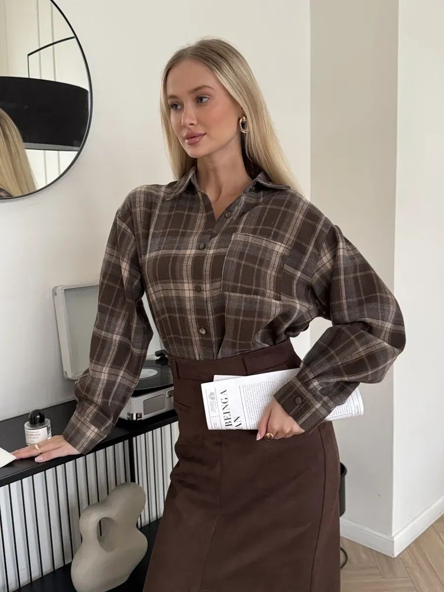 рубашка хлопок,рубашка в клетку,женская рубашка в клетку,клетчатая рубашка,рубашка в клетку хлопковая оверсайз kasdemo