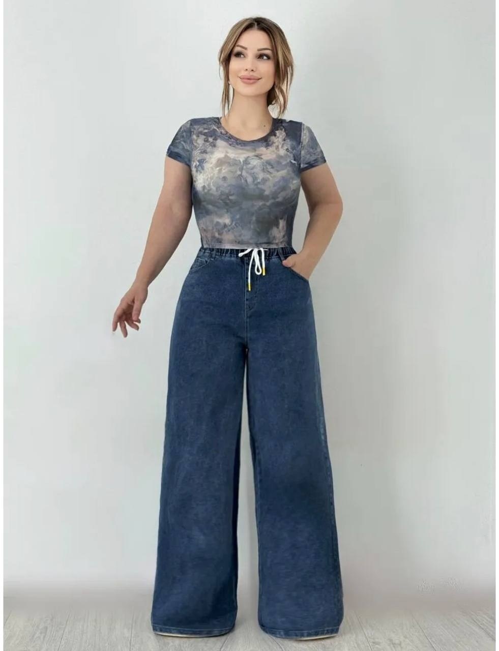 джинсы палаццо,джинсы палаццо широкие с высокой посадкой,джинсы палаццо на высокой посадке темно-синие,джинсы палаццо синие,широкие джинсы