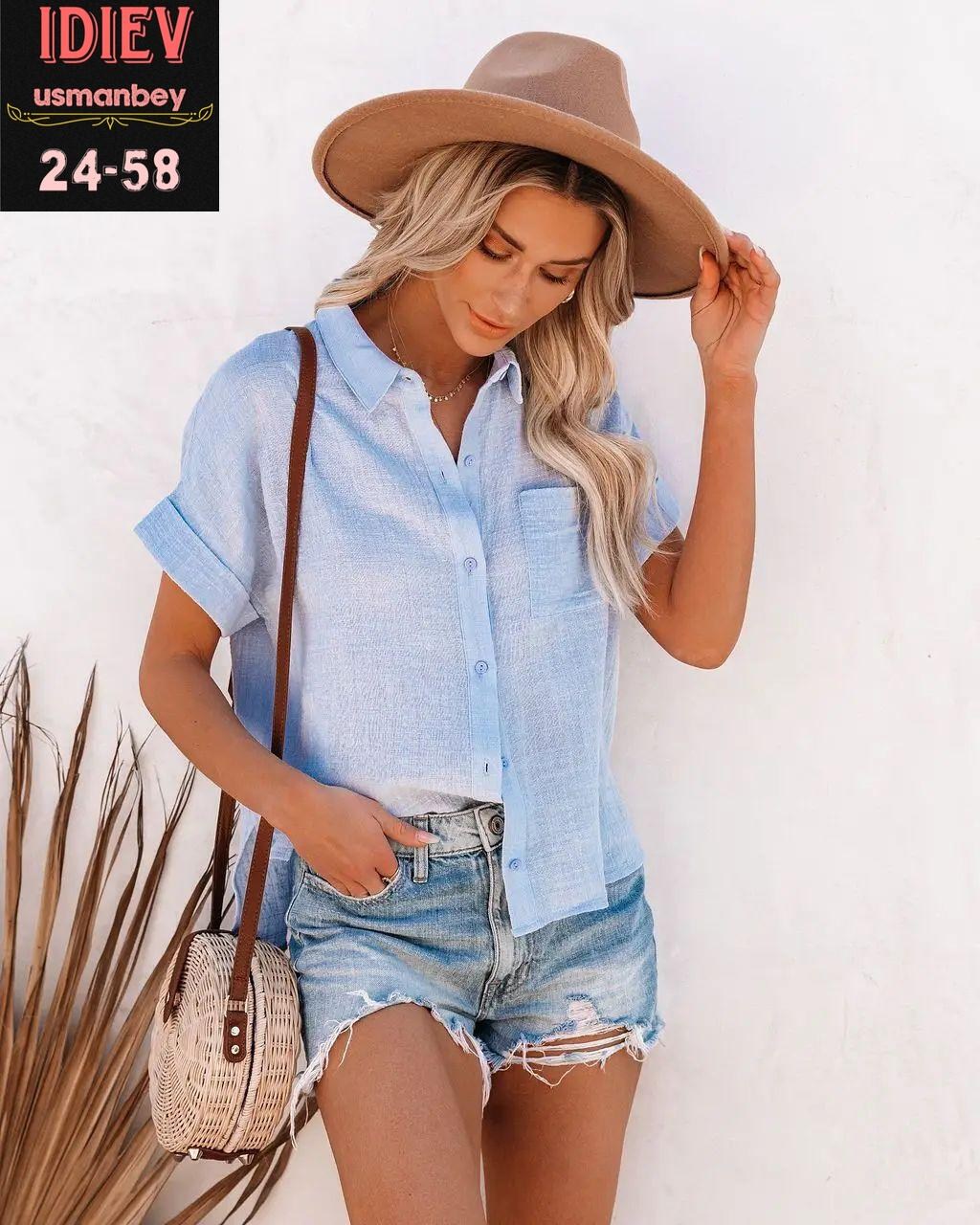 рубашка женская с короткими рукавами,рубашка женская,рубашка лен женская,женская модная рубашка,блузка женская рубашка