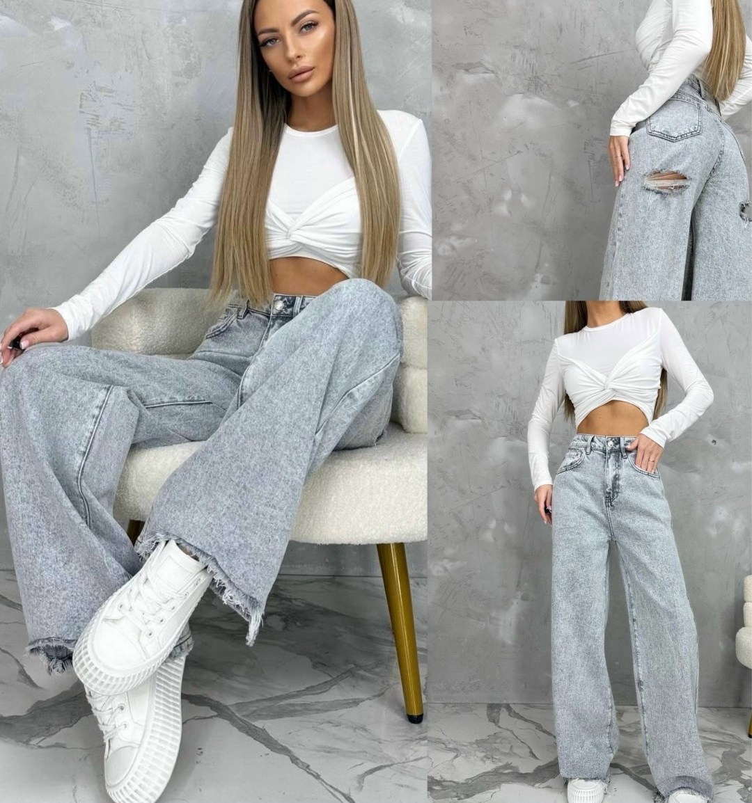 женские рваные серые джинсы палаццо,женские джинсы,широкие джинсы,джинсы широкие женские,джинсы