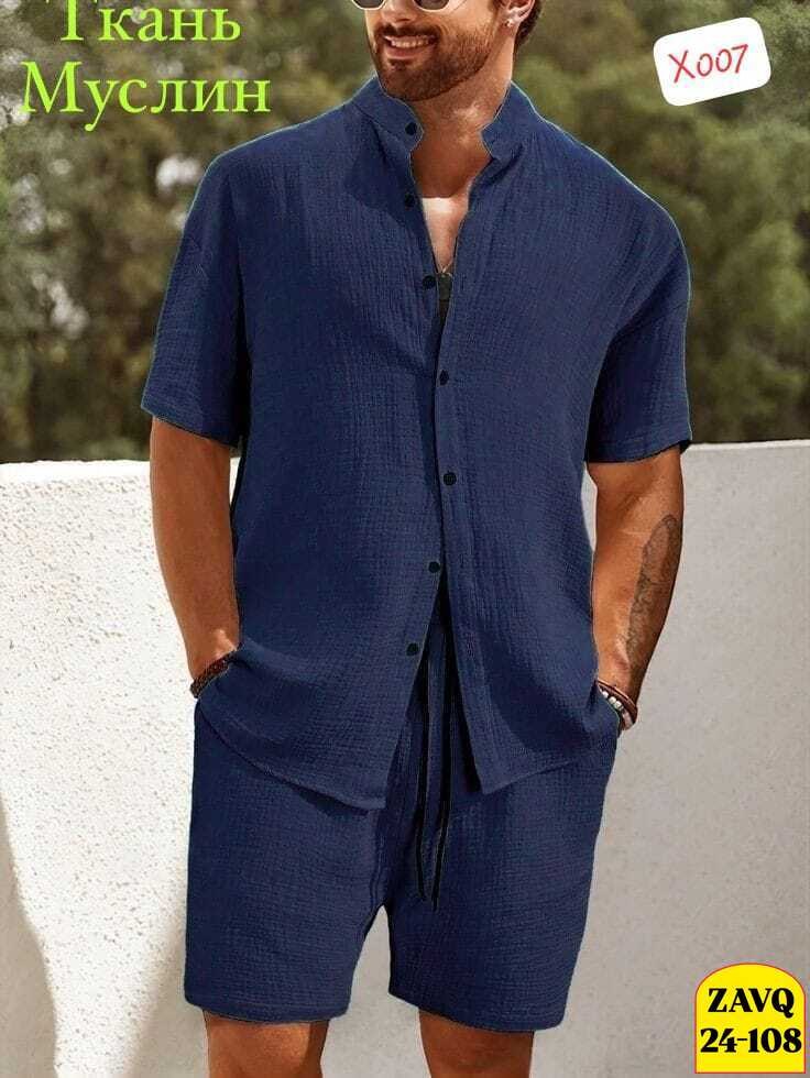 мужской костюм двойка шорты+рубашка,летний мужской костюм,мужской костюм двойка шортырубашка из высокого,мужской стиль,мужская летняя одежда