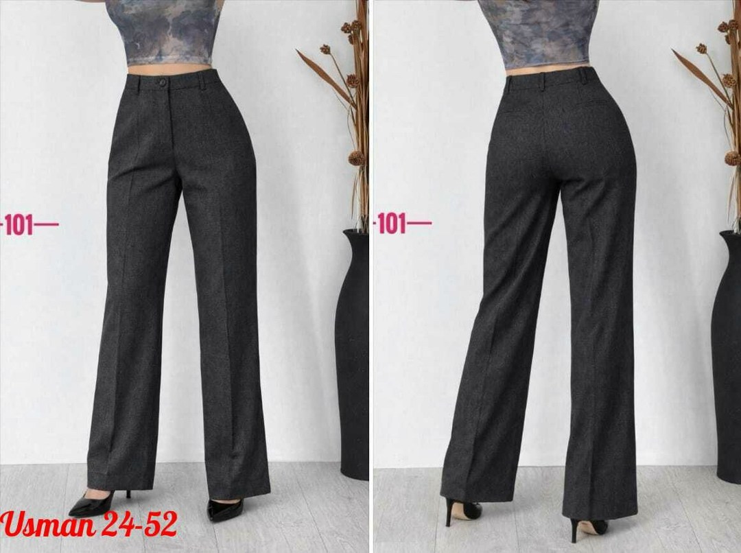брюки классические,брюки прямые теплые jutetti,брюки палаццо kiazo размер 42 серый,женские брюки,широкие брюки