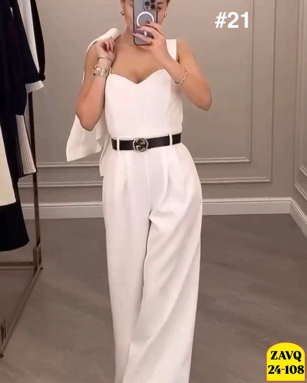 элегантные комбинезоны,брючный комбинезон,белый костюм женский брючный палаццо,комбинезон женский брючный,женский элегантный комбинезон