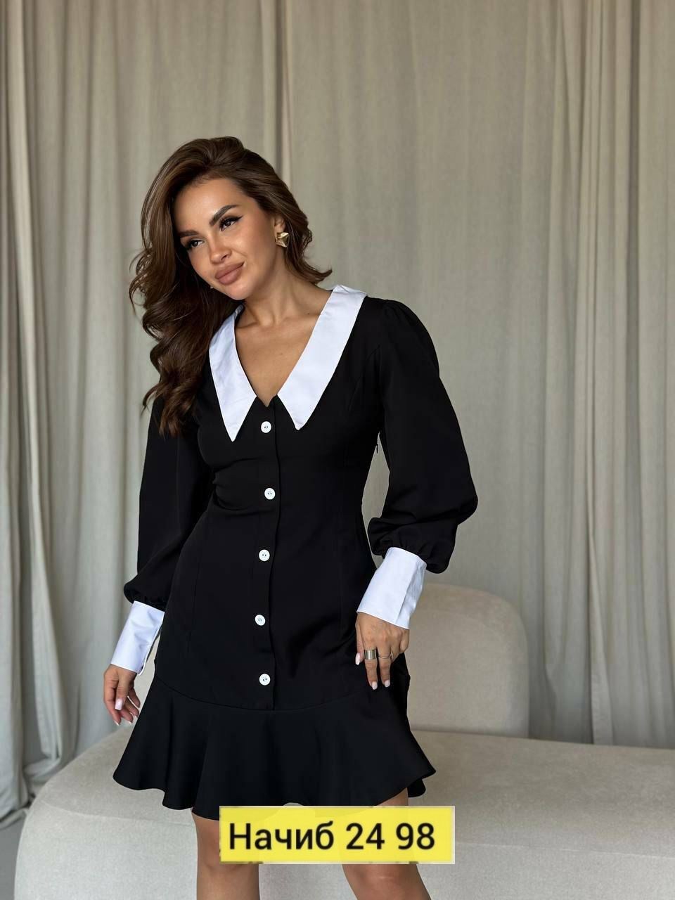 женское платье с воротником,платье с воротником,платье женское,платье стильное,