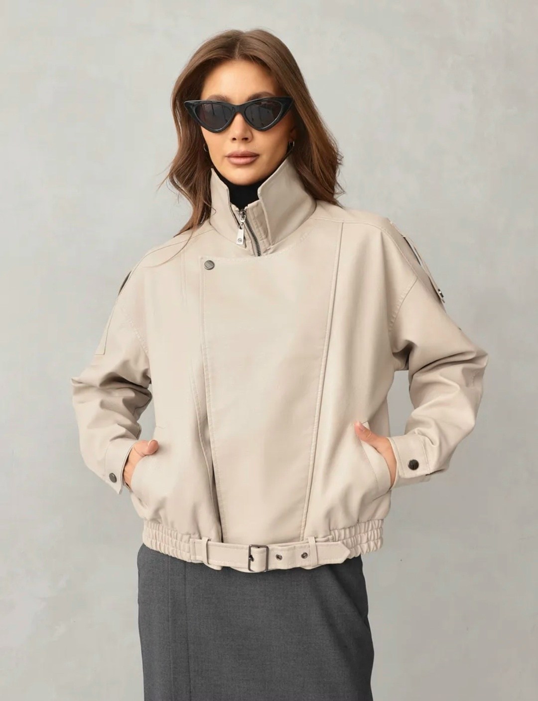 косуха кожаная куртка оверсайз queen sophie,косуха куртка кожаная оверсайз m.story,косуха куртка кожаная оверсайз m.story цвет бежевый,косуха женская куртка кожаная оверсайз,куртка косуха