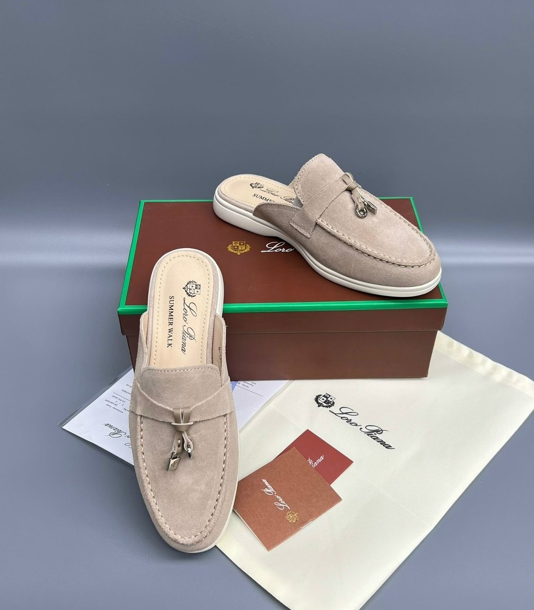 женские замшевые мюли loro piana бежевые,мюли loro piana,сабо loro piana,лоферы loro piana,loro piana лоферы женские