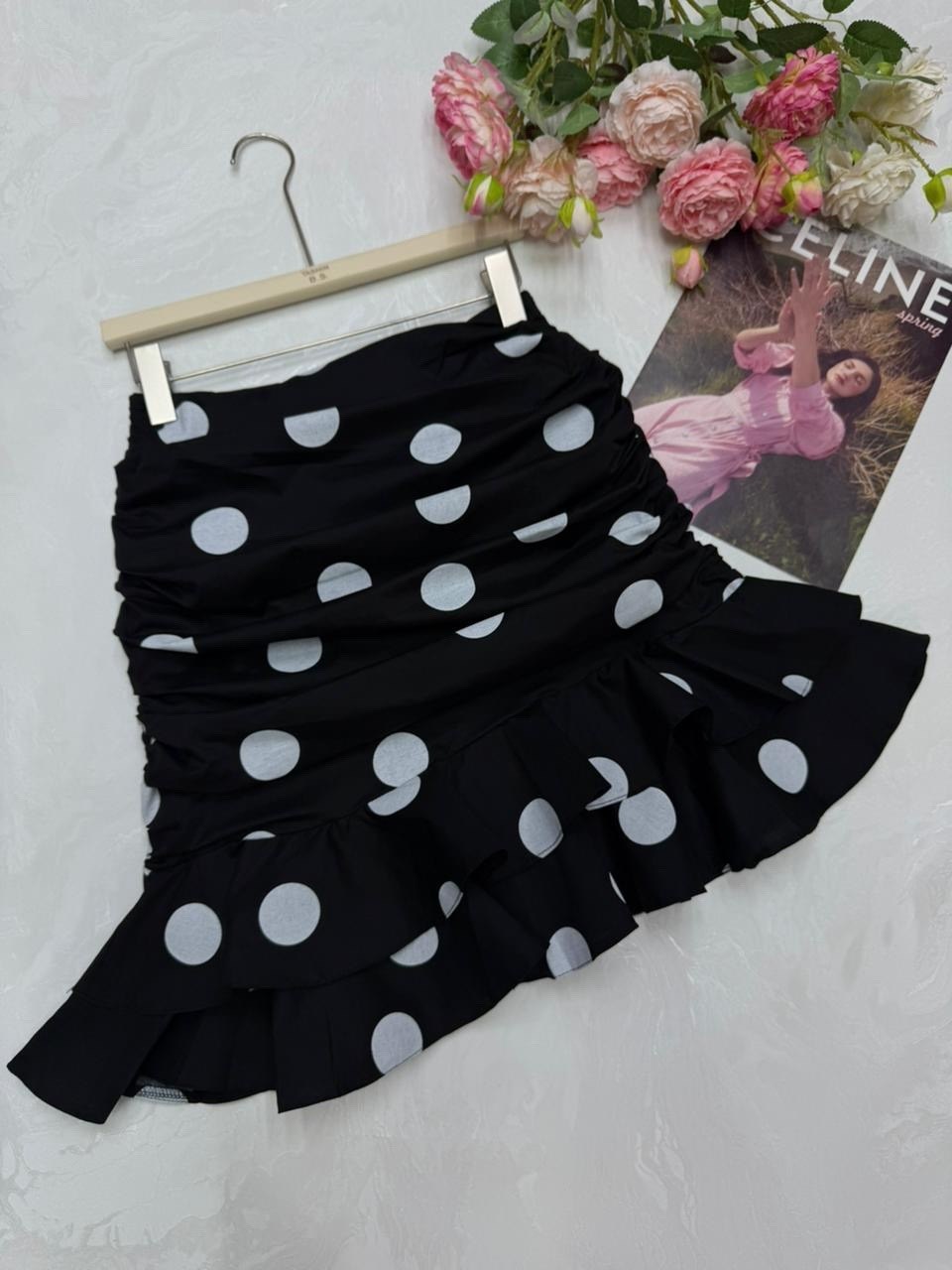 юбка с оборками,юбка в горошек,юбка,летние юбки,юбка с принтом