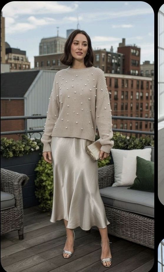 юбка атласная,шелковая юбка,коричневая атласная юбка,атласная юбка коричневого цвета,образ с шелковой юбкой миди